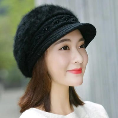 Chapeau en Coton Pelucheux Chapeau Sauvage Tendance Chapeau Coupe-Vent Chapeau Chaud Automne Hiver Chapeau Épais Chapeau Femme black