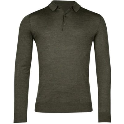 Baileys Trui Merino Pullover Polo Collar Buttons Single Knit Donker Groen / male