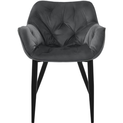 Eetkamerstoel set van 4 met rugleuning en armleuningen antraciet Keukenstoel met microvezel fluwelen hoes ML design