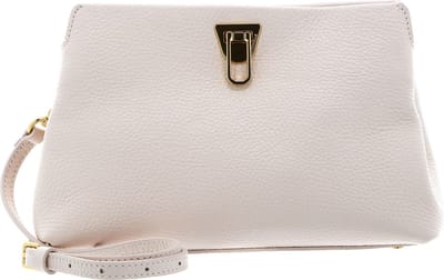 COCCINELLE Leren Koppeling Schoudertas Beat Clutch Handbag Grained Leather Creamy Pink Roze