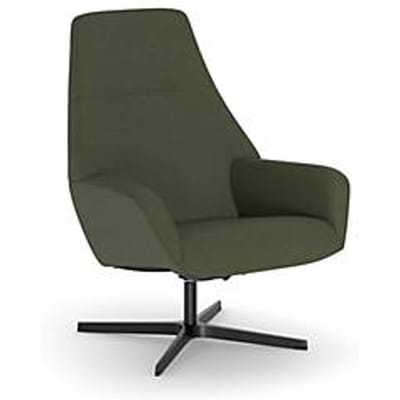 Nowy Styl draaistoel Barrique, met armleuningen, B 540 x D 515 x H 410 mm, polyester bekleding/aluminium, forest donkergroen/zwart