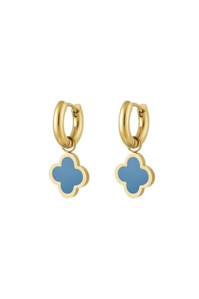 Bijoutheek Oorhangers Klaver Emaille Turquoise