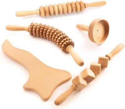 Maderotherapie Houten Set: Massageroller voor Cellulite en Lymfedrainage
