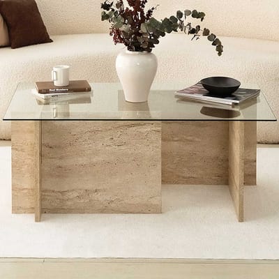 Asir - Salontafel - Travertijn - 105 x 65 x 40 cm