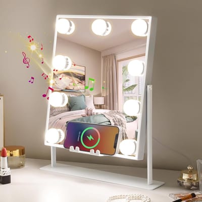Make-up Spiegel - Verlichte Spiegel - Perfecte Make-up - Met Bluetooth - 9 Lampen - Spiegel A