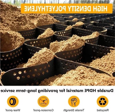 Grind Stabilisatie Raster - Grond Rooster - Opritten Aanleggen - Hoge Laterale Limiet - 6 x 8 Meter - Zwart