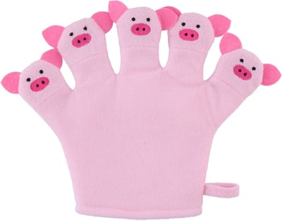 Badhandschoen voor Kinderen Roze Varkentje - Baby Shower Glove - Douche Handschoen - Washandjes Baby