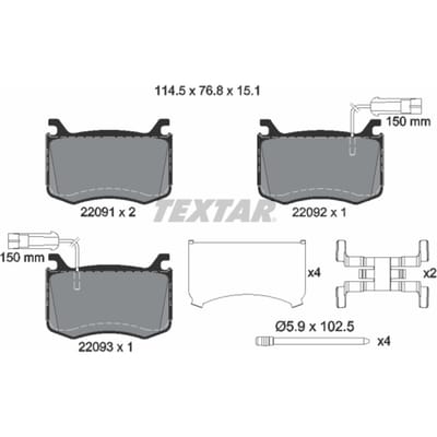 Remblokset TEXTAR 2209101, voor
