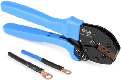 Krimptang - Krimpgereedschap - Batterij Lugs - Ratelmechanisme - 245 cm - Blauw