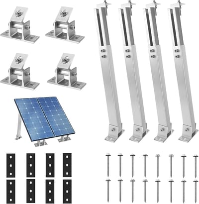Zonnepaneel Montage Steun, Plat Dak 15°-30°, Aluminium, 36-70cm, 2 Sets, Geschikt voor Camper, Boot & Dak