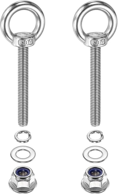 Ringbout M8 x 60 mm met schouder 2 stuks 304 roestvrij staal hefring met schroefdraad ringbout met flensmoeren veerblok