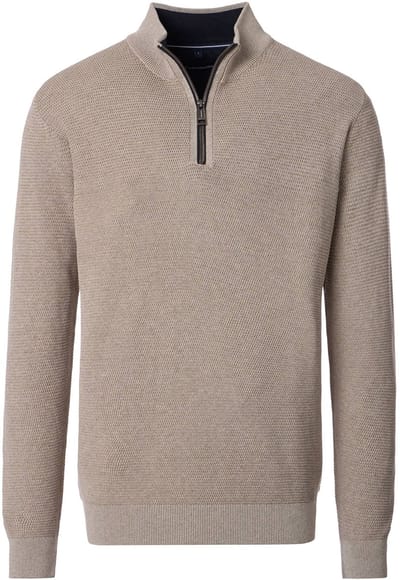 Casa Moda - Half zip trui - Heren - XL - Beige - Katoen - 454479000