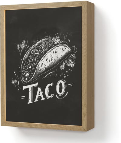 Wandlamp 30x40 cm - Oplaadbaar - Taco - Kruiden - Witte krijtstijl - Tekst - Wandlampen binnen woonkamer - Slaapkamer lamp - Decoratieve nachtlamp - Vloerlamp draadloos