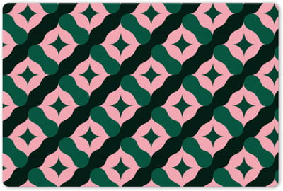 Placemats 45x30 cm - Placemat kunststof - 1 stuk - Groen - Roze - Retro - Sterren - Borden onderleggers - Decoratie voor op tafel - Keuken tafeldecoratie accessoires - Vinyl onderlegger - Tafelversiering