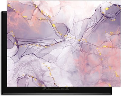 KitchenArt - Lavender Marble – Inductie Beschermer - 78x52 cm - Kookplaat Beschermer - Luxe Afdekplaat Inductieplaat - Anti-slip & Oprolbaar - Beschermmat Inductiekookplaat