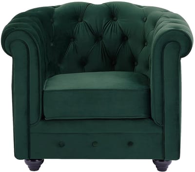 Vente-unique Fauteuil van groen velours CHESTERFIELD.