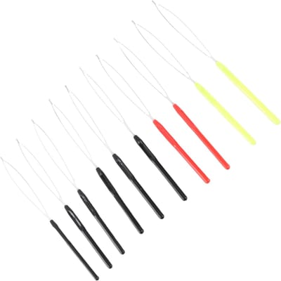 10 stuks Lusnaald Draadinsteker Plastic Handvat Sterk Metaal Glanzend Lichtgewicht Haarverlenging Lusnaald voor Haarverlenging white