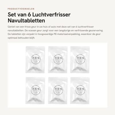 Dailygoods- Luchtverfrisser Navul Tablets - Pakket van 6 - PE Materiaal - Langdurige Geur - Voor Thuis/Auto - Oceaan Smaak - Geurtabletten
