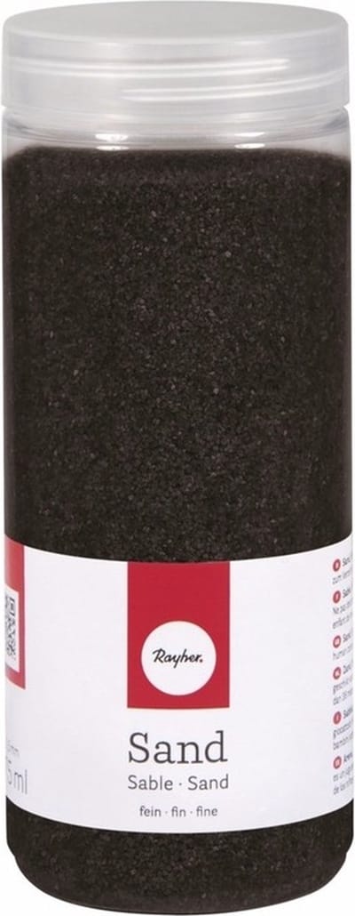 Rayher hobby Fijn decoratie zand korrels - zwart - 475 ml - zandkorrels - knutselmateriaal - 0.1 tot 0.5 mm