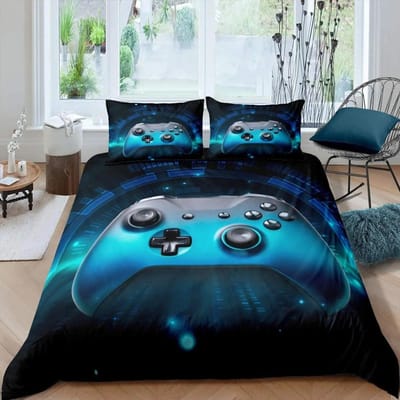 Gaming Beddengoed Set Game Dekbedovertrek 135 voor Volwassenen Kinderen Zachte Microvezel Modern Gamepad Dekbedovertrek Decoratief met Kussensloop 70x133cm 2pcs