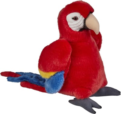 Pluche knuffel Macaw papegaai - rood - 28 cm - knuffeldieren - vogels - voor kinderen - speelgoed