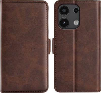 MobyDefend Hoesje - Geschikt voor Xiaomi Redmi Note 13 4G - Luxe Wallet Book Case (Sluiting Zijkant) - Bruin