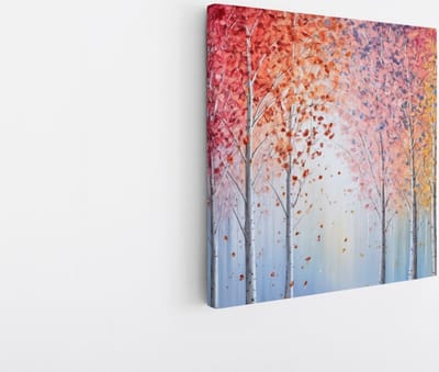 Saammp Canvas Schilderij - Abstract - Roze - Blauw - Landschap - Natuur - 20x20 - Foto op canvas - Wanddecoratie - Muurdecoratie Woonkamer - Slaapkamer decoratie - Canvas Print