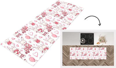 Keukenloper - Loper keuken - Konijnen - Liefde - Patronen - 150x50 cm - Keukenloper vinyl