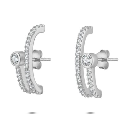 Twice As Nice Oorbel in zilver, met zirkonia Zilverkleurig