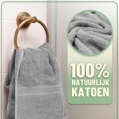 Famanu - 10-delige handdoekenset van 100% katoen, hand- en gastendoeken – Zilvergrijs