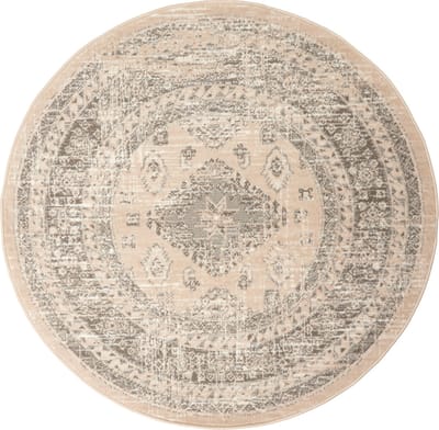 Rond vintage Vloerkleed Aila Zand/Beige - Rond 240 Ø - (XXL)