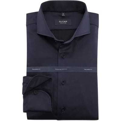OLYMP Signature Overhemd, Tailored Fit, Signature Cutaway, Blauw