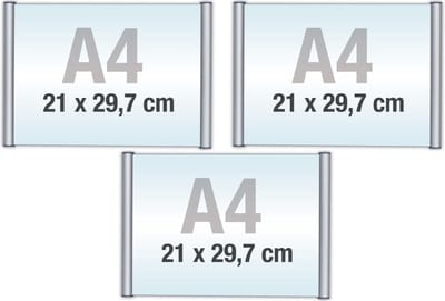 3 pack A4/Bewegwijzeringsborden met Klikprofiel /formaat 21x29,7cm/wegwijs bordjes/aluminium deurbordjes/naambordje kantoor/route bordje/aanwijs bordje/zelfklevend/verwijs bord/ informatie bord.