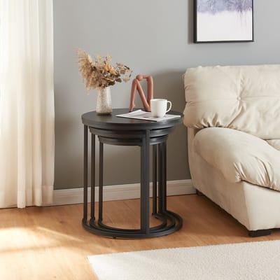Bijzettafel Ulricehamn set van 3 zwart [en.casa]