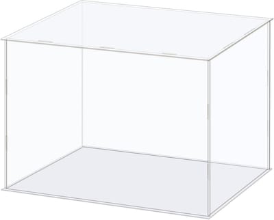 Allecto - Acryl vitrine - Opbergbox - Zelf te monteren - Kubusvormig - Stofdicht - Witte bodem - Verzamelstukjes - Geschikt voor modelbouw - 35 x 25 x 25 cm - Organizer.