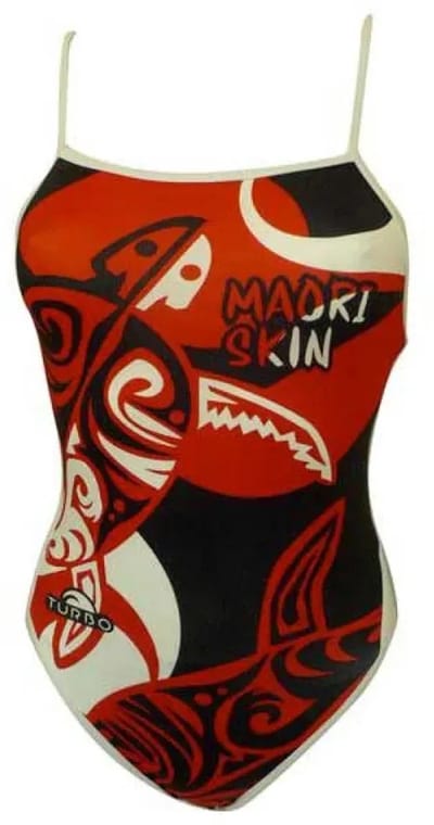 Turbo Maori Skin Tattoo Badpak Met Dunne Bandjes Rood,Zwart 7-8 Years Meisje