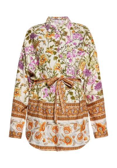 usha Blouse Dames Wol Wit Veelkleurig