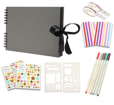 DIY-Scrapbookalbum — Inclusief 6 metallic stiften — Creatief scrapbook & fotoalbum — 40 vellen (80 pagina's) karton (290 x 205 mm) — Stevige hardcover & roestvrijstalen binding — Een bijzonder, gepersonaliseerd cadeau voor een dierbare