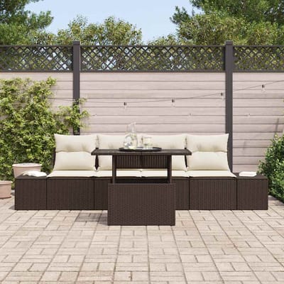 vidaXL - Bankstel - 5 - st - Bruin - en - Crème - poly - rattan