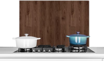 Spatscherm keuken 80x55 cm - Kookplaat achterwand Bruin - Patronen - Hout - Muurbeschermer - Spatwand fornuis - Hoogwaardig aluminium