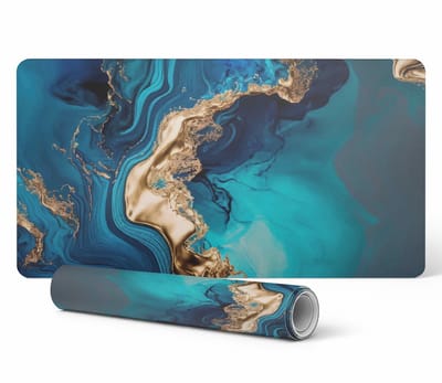 Beschermende mat voor bureau/tafelblad, abstract golfmotief, 90x45 cm