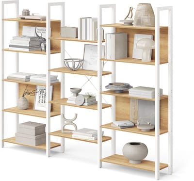 VASAGLE - Boekenkast - Met 14 Planken - Metalen Frame - Voor Woonkamer Kantoor Industrieel Design