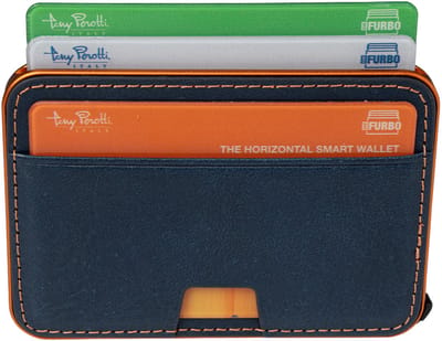 Tony Perotti Furbo EVO RFID leren Pasjeshouder met Magsafe - Blauw/Oranje