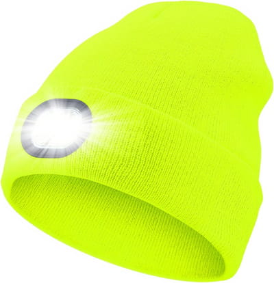 Nivard Wintermuts - Heren - Dames - Volwassenen - Muts - Ski Mask - Ski Masker - Winter Masker - Met Lamp - Geel