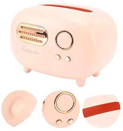 Retro Radio Shape Tissue Cover Box, Fashional Facial Tissue Box Cover Holders, Tissues Organizer voor Keuken, Badkamer Vanity Countertops, Slaapkamer Dressers, Bedside Tables (Pink)