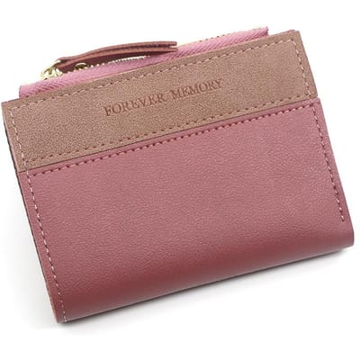 Portefeuille court pour femme à la mode portefeuille de couleur contrastante fermeture éclair à franges sac à monnaie multi-cartes porte-cartes porte-monnaie rouge rose