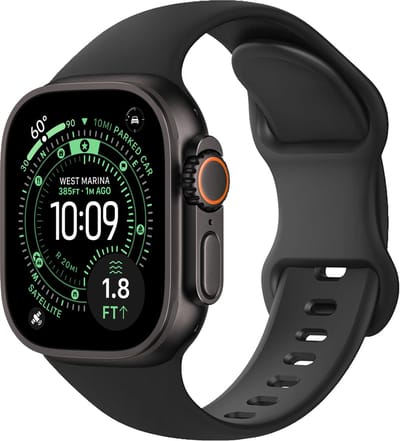Siliconen Bandje Geschikt voor Apple Watch Ultra 1, 2, 3 (49 mm) Bandje Siliconen - Horloge Band Verstelbaar Polsband - Zwart