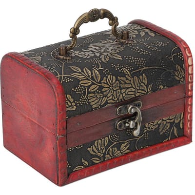 Vintage Vierkante Sieradendoos Handgemaakte Houten Decoratieve Displaydoos black