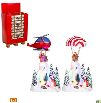 Luville - Winteer mountain Santa in ballon, Rotating,Led 9 , H30cm