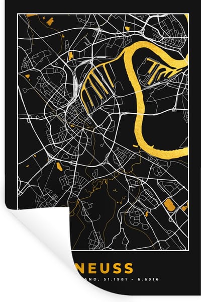 Muurstickers - Sticker Folie - Neuss - Stadskaart - Plattegrond - Kaart - Goud - Duitsland - 20x30 cm - Plakfolie - Muurstickers Kinderkamer - Zelfklevend Behang - Zelfklevend behangpapier - Stickerfolie